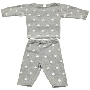 Baby Gap Gray White Polka Dot Cotton Knit Sweater Pants Set 3-6 Months Y2K 2002